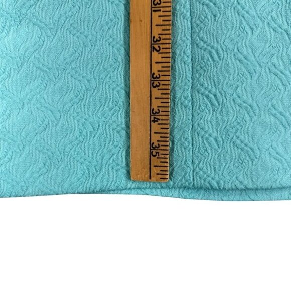 Vtg Mod Dress 16 18 Sleeveless 60s 70s Aqua Blue White Peter Pan Collar As Is - Picture 12 of 13